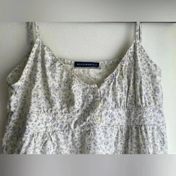 Brandy Melville Babydoll Dress Floral Mini Cotton Summer Tie Back Button Front - Picture 3 of 10
